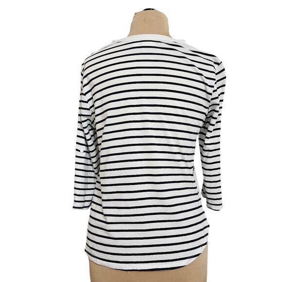 Chico's Sequin White Blue Striped Henley Pullover Top Medium Chico's 1 - Picture 2 of 11